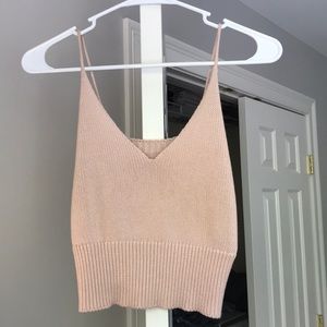 Pink knitted crop top